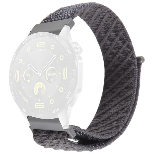22mm Watch Band For Huawei Watch GT 5 Pro 46mm / GT 5 46mm / GT 4 46mm / Watch 4 / Samsung Galaxy Watch3 Nylon Loop Strap  - Grey