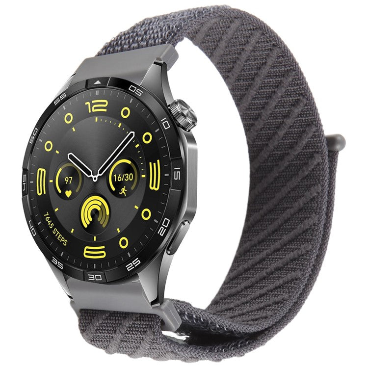 22mm Watch Band For Huawei Watch GT 5 Pro 46mm / GT 5 46mm / GT 4 46mm / Watch 4 / Samsung Galaxy Watch3 Nylon Loop Strap  - Grey