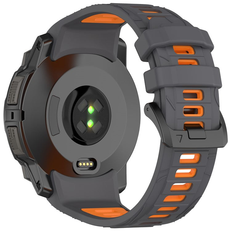 For Garmin Instinct 3 50mm Dual Color Smartwatch Band Sports Breathable Silicone Strap - Grey+Orange