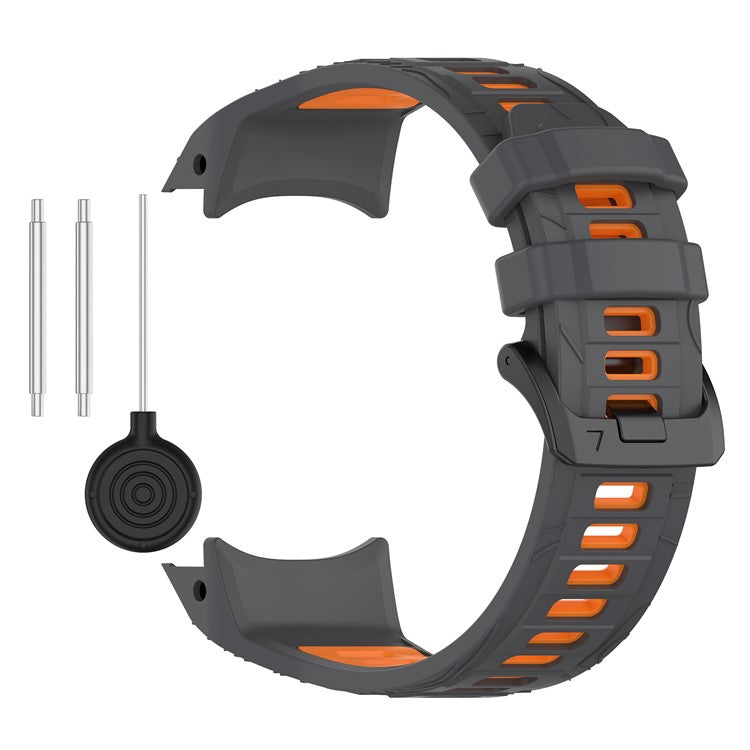 For Garmin Instinct 3 50mm Dual Color Smartwatch Band Sports Breathable Silicone Strap - Grey+Orange