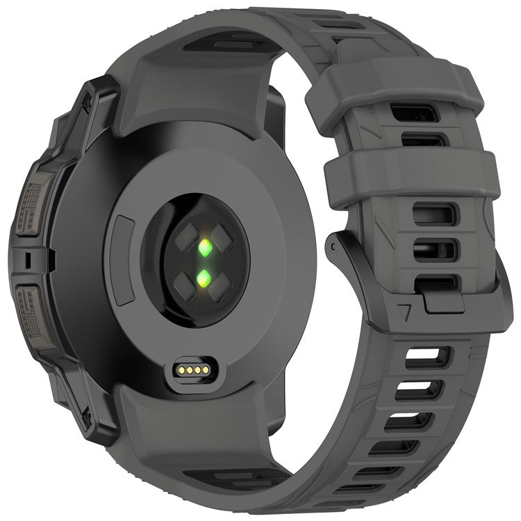 For Garmin Instinct 3 50mm Dual Color Smartwatch Band Sports Breathable Silicone Strap - Coal Black+Black