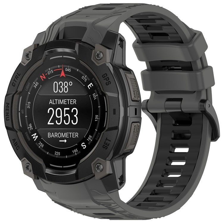 For Garmin Instinct 3 50mm Dual Color Smartwatch Band Sports Breathable Silicone Strap - Coal Black+Black