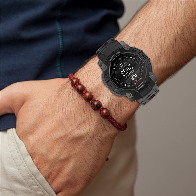 For Garmin Instinct 3 50mm Dual Color Smartwatch Band Sports Breathable Silicone Strap - Coal Black+Black