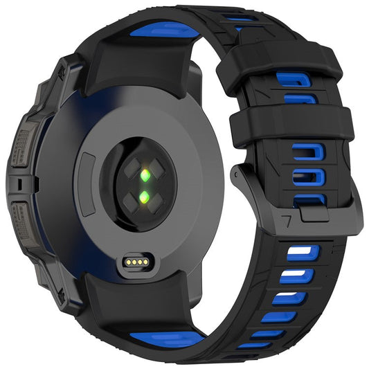 For Garmin Instinct 3 45mm Dual Color Smartwatch Band Sports Breathable Silicone Strap - Black+Blue