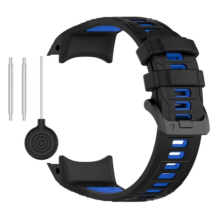 For Garmin Instinct 3 45mm Dual Color Smartwatch Band Sports Breathable Silicone Strap - Black+Blue