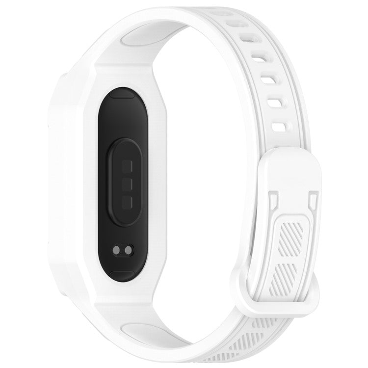 For Xiaomi Smart Band 9 / 8 / Mi Band 7 / 6 / 5 TPU Watch Band Integrated with Protective Case - White