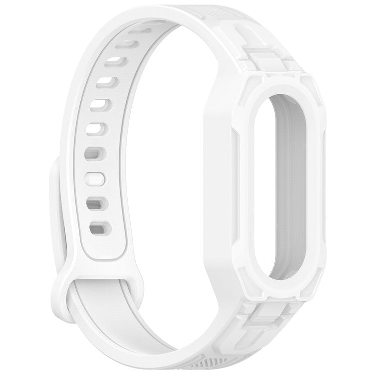 For Xiaomi Smart Band 9 / 8 / Mi Band 7 / 6 / 5 TPU Watch Band Integrated with Protective Case - White