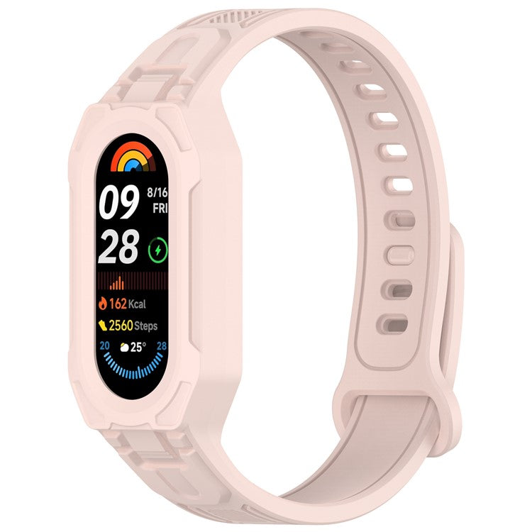 For Xiaomi Smart Band 9 / 8 / Mi Band 7 / 6 / 5 TPU Watch Band Integrated with Protective Case - Pink
