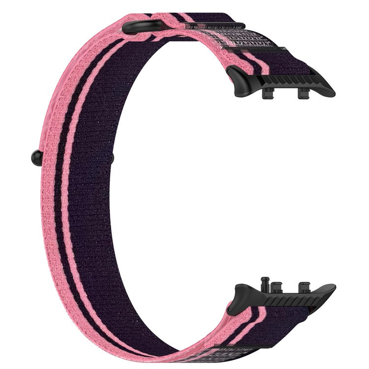 For Huawei Watch D2 Nylon Wrist Strap Magic Tape Loop Watch Band - Pink+Purple