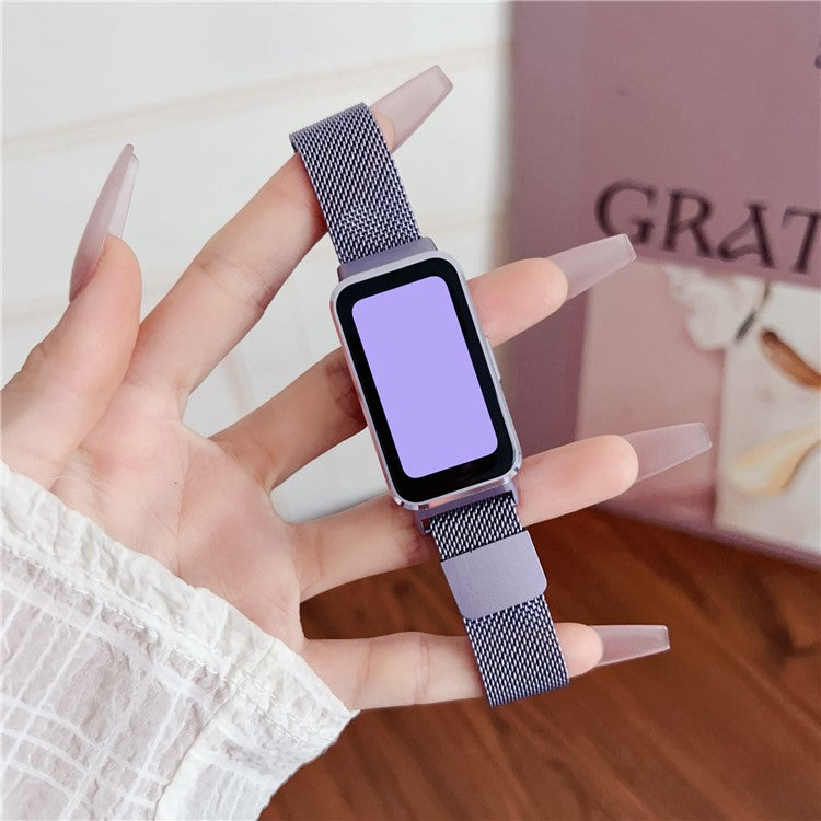 Watch Band For Huawei Band 10  /  9  /  8 Gradient Milanese Loop Stainless Steel Strap - Purple