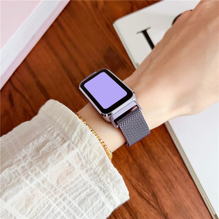 Watch Band For Huawei Band 10  /  9  /  8 Gradient Milanese Loop Stainless Steel Strap - Gold  /  Green