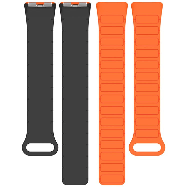 Watch Band For Huawei Band 10  /  9  /  8 Magnetic Dual-Color Silicone Strap - Milk Tea  /  Rock White