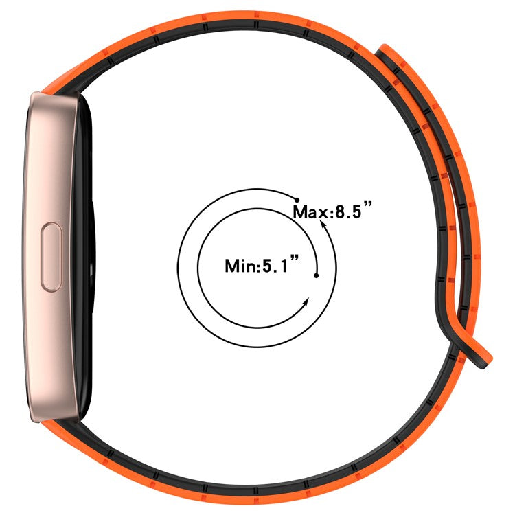 Watch Band For Huawei Band 10  /  9  /  8 Magnetic Dual-Color Silicone Strap - Milk Tea  /  Rock White