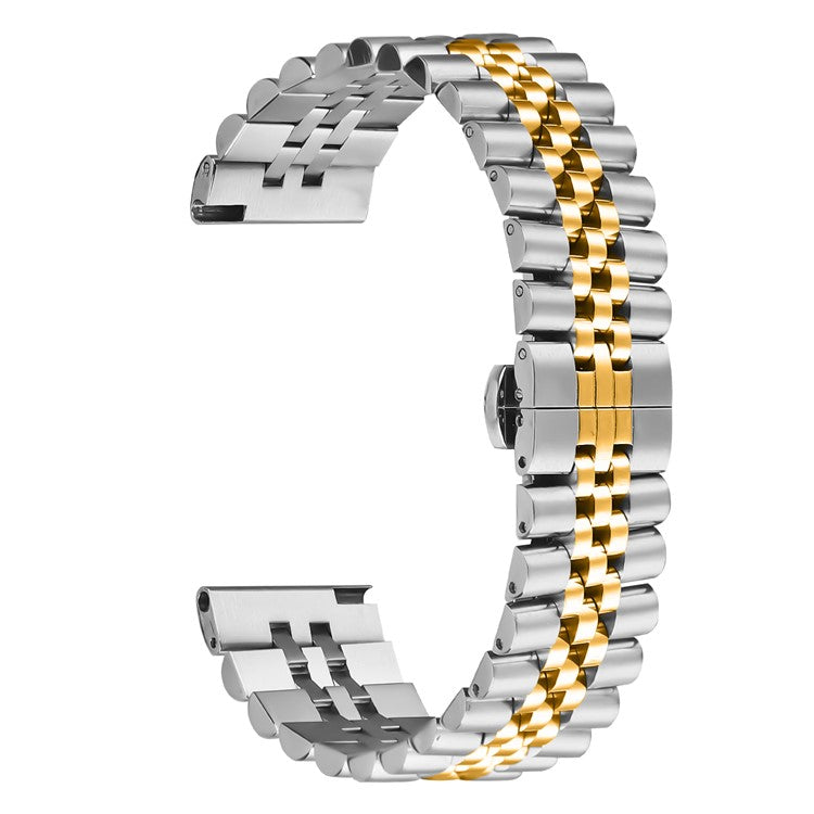 For Huawei Watch 4 Pro / Watch 4 Wrist Band 5-Bead Stainless Steel Butterfly Clasp Watch Strap - Silver+Gold