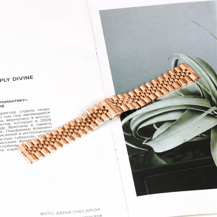 For Huawei Watch 4 Pro / Watch 4 Wrist Band 5-Bead Stainless Steel Butterfly Clasp Watch Strap - Rose Gold