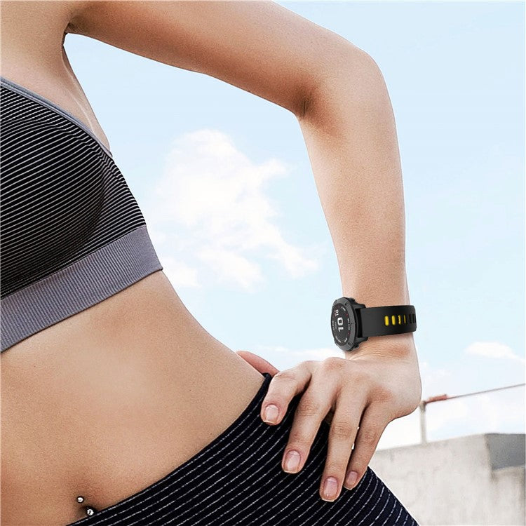 Dual Color Quick Release Silicone Replacement Watchband Bracelet Strap for Garmin Fenix 7X/6X Sapphire GPS/6X Pro/6X GPS/5X GPS/5X Plus - Black / Yellow