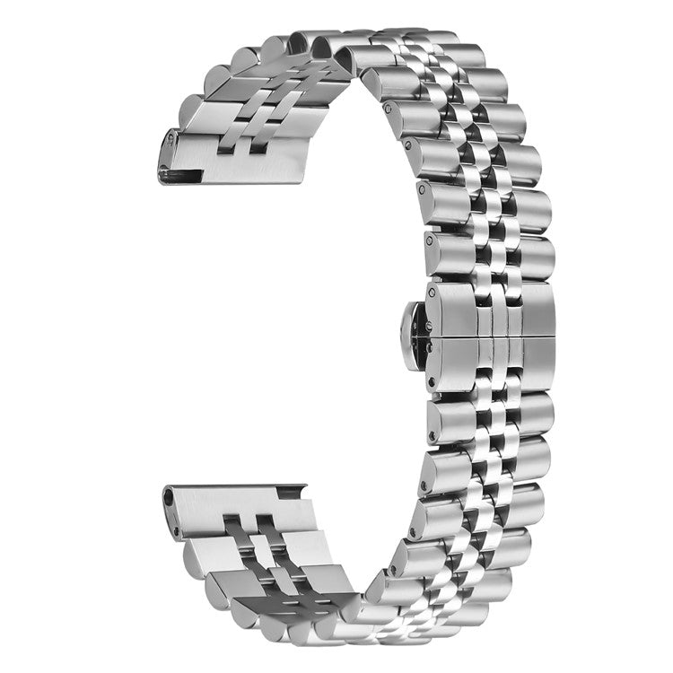 For Huawei Watch GT 2 46mm Wrist Band 5-Bead Stainless Steel Butterfly Clasp Watch Strap - Silver
