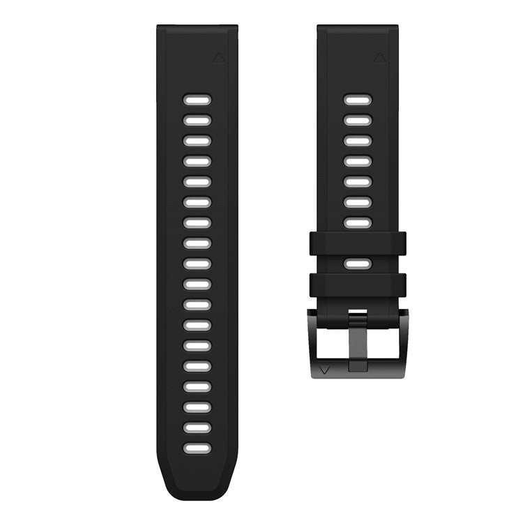 Bi-color Adjustable Quick Release Silicone Smart Watch Band Wrist Strap for Garmin Fenix 7X/6X Sapphire GPS/6X Pro/6X GPS/5X GPS/5X Plus - Black / Grey