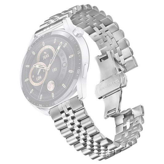 For Honor MagicWatch 2 46mm Wrist Band 5-Bead Stainless Steel Butterfly Clasp Watch Strap - Silver