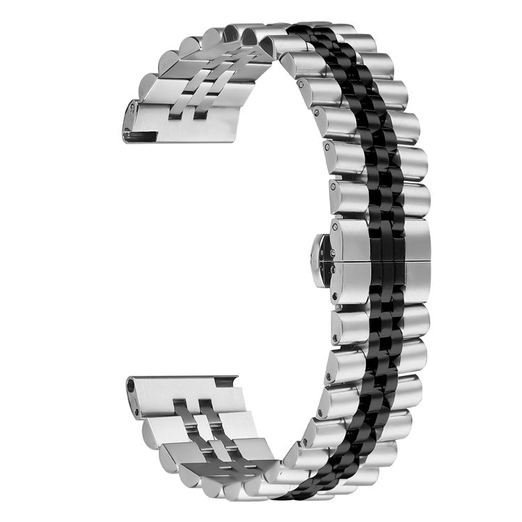 For Honor MagicWatch 2 46mm Wrist Band 5-Bead Stainless Steel Butterfly Clasp Watch Strap - Silver+Black