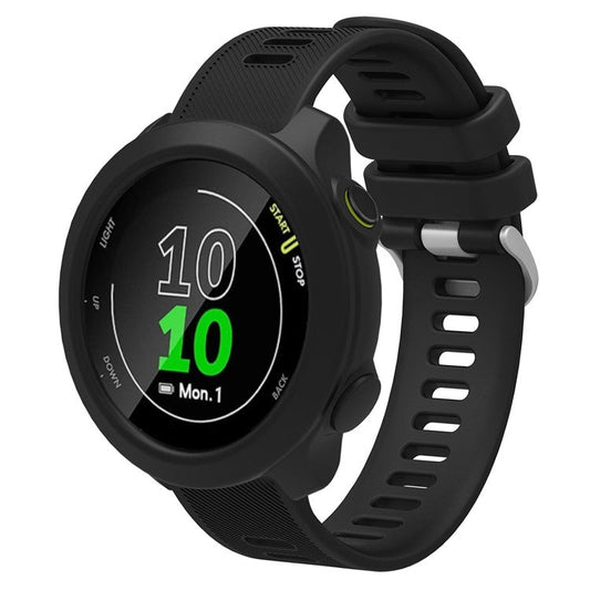 For Garmin Forerunner 158 Silicone Replacement Strap Watch Band with Protective Case - Black