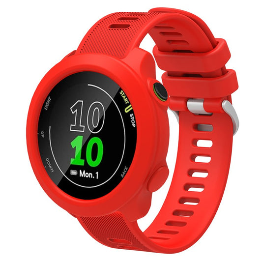 For Garmin Forerunner 158 Silicone Replacement Strap Watch Band with Protective Case - Red