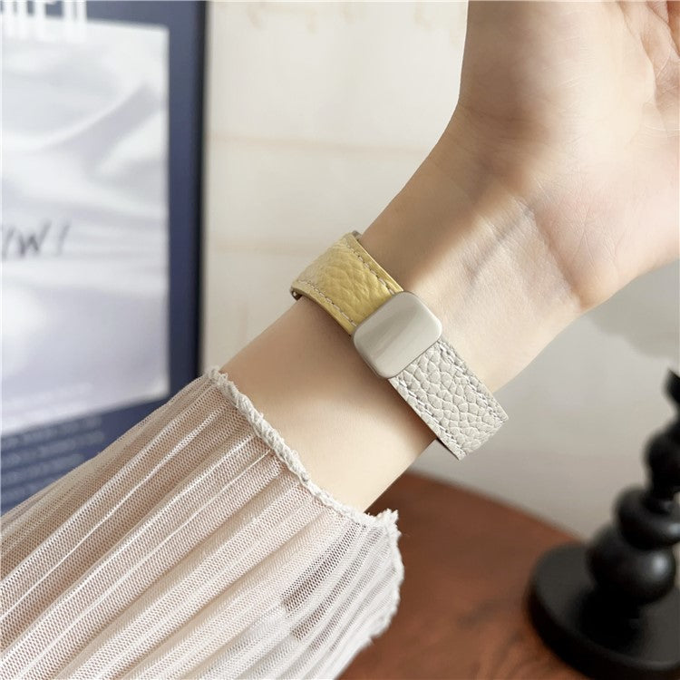 For Huawei Watch GT 5 41mm Genuine Cow Leather Watch Band 18mm Replace Strap with Magnetic Clasp - Tan