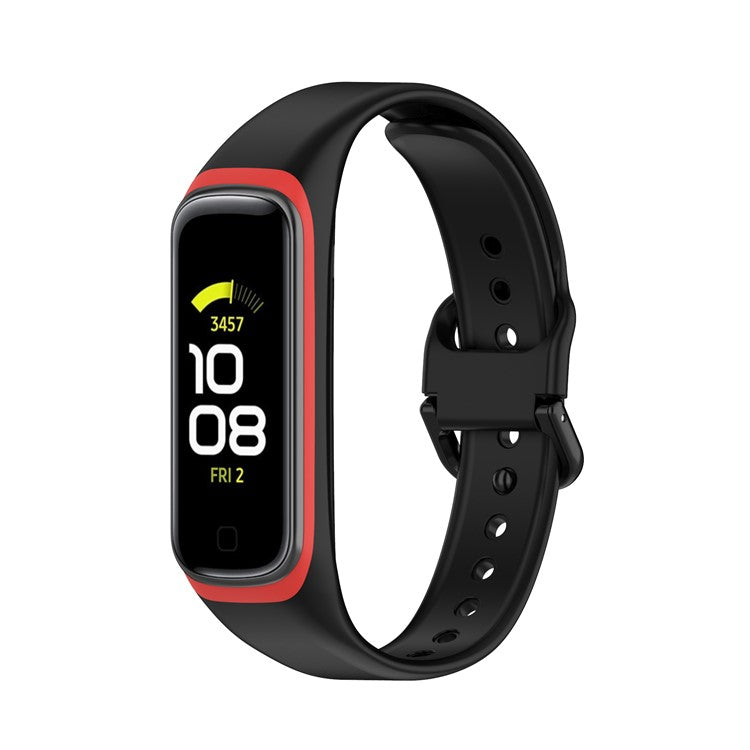 Bi-color Silicone Watch Band Replacement Strap for Samsung Galaxy Fit2 SM-R220 - Black/Red