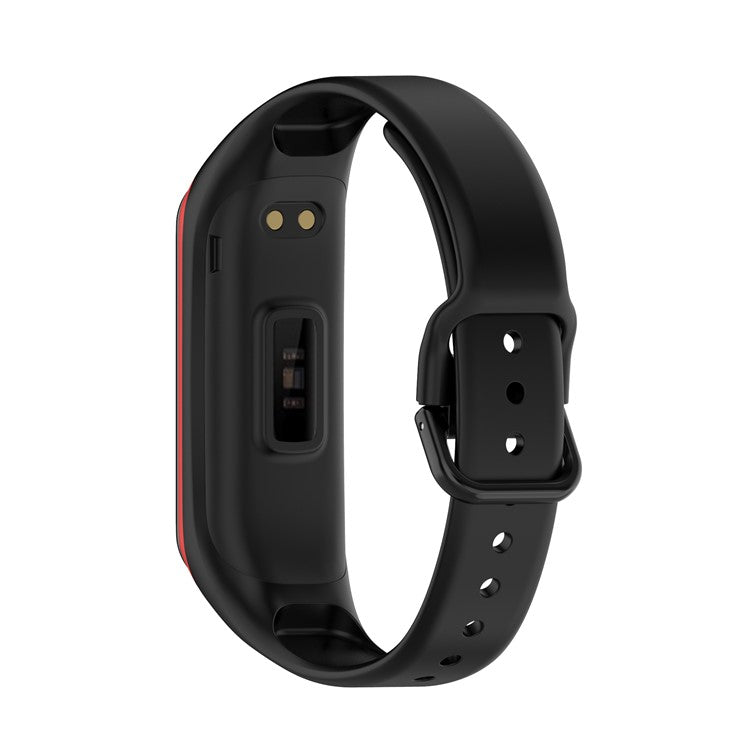Bi-color Silicone Watch Band Replacement Strap for Samsung Galaxy Fit2 SM-R220 - Black/Red