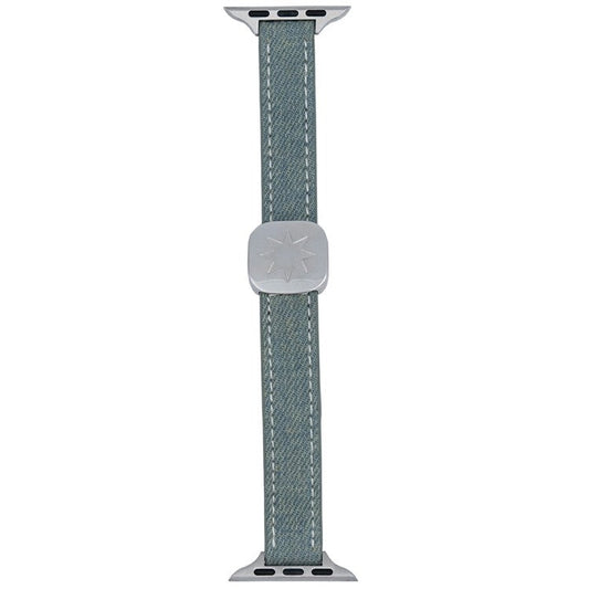 Watch Band For Apple Watch Series 10 9 8 7 SE 6 5 4 3 2 1 42mm 41mm 40mm 38mm Star Pattern Magnetic Buckle Denim Strap - Vintage  /  Silver