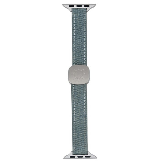 Watch Band For Apple Watch Series 10 Ultra 9 8 7 SE 6 5 4 3 2 1 46mm 49mm 45mm 44mm 42mm Magnetic Buckle Denim Strap - Vintage  /  Starlight