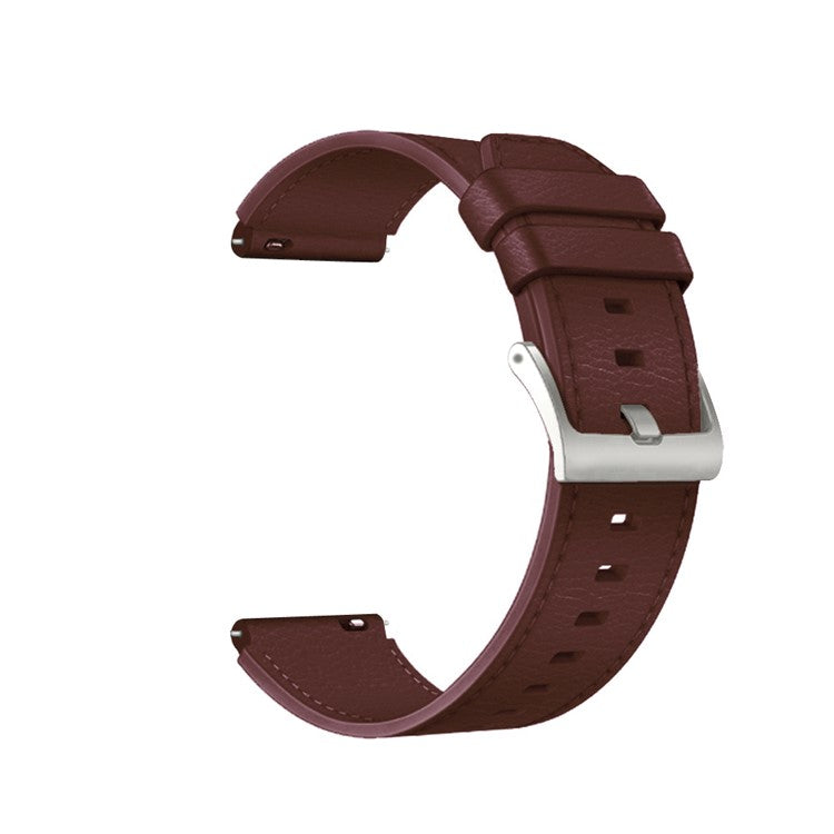 22mm Leather Smart Watch Band Replacement Adjustable Watch Strap for Huawei Watch GT 2 46mm/GT 2 Pro - Coffee