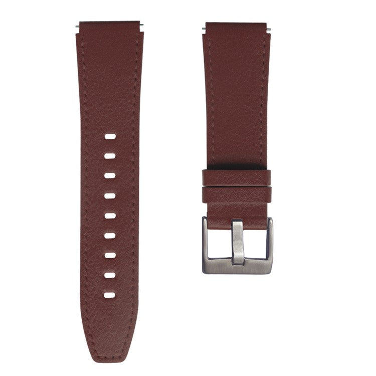 22mm Leather Smart Watch Band Replacement Adjustable Watch Strap for Huawei Watch GT 2 46mm/GT 2 Pro - Coffee