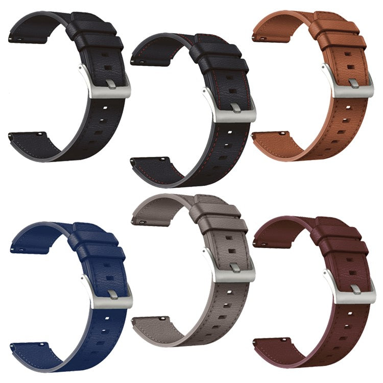 22mm Leather Smart Watch Band Replacement Adjustable Watch Strap for Huawei Watch GT 2 46mm/GT 2 Pro - Coffee