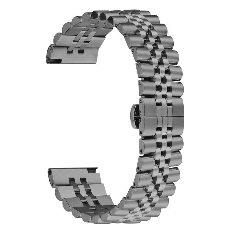 For Garmin Vivoactive 4 Wrist Band 5-Bead Stainless Steel Butterfly Clasp Watch Strap - Titanium