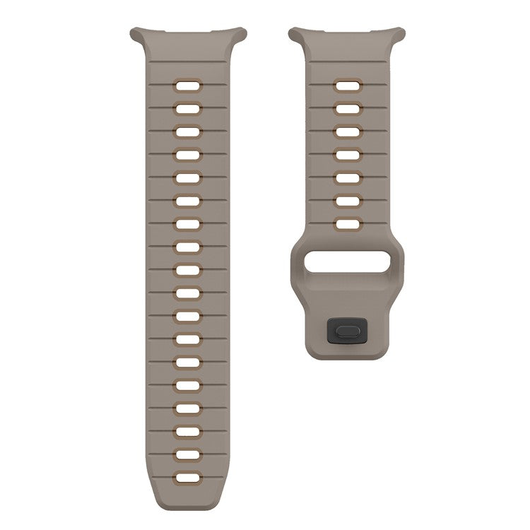 For Samsung Galaxy Watch Ultra 47mm Silicone Watch Band Reverse Buckle Wrist Strap - Olive+Coffee