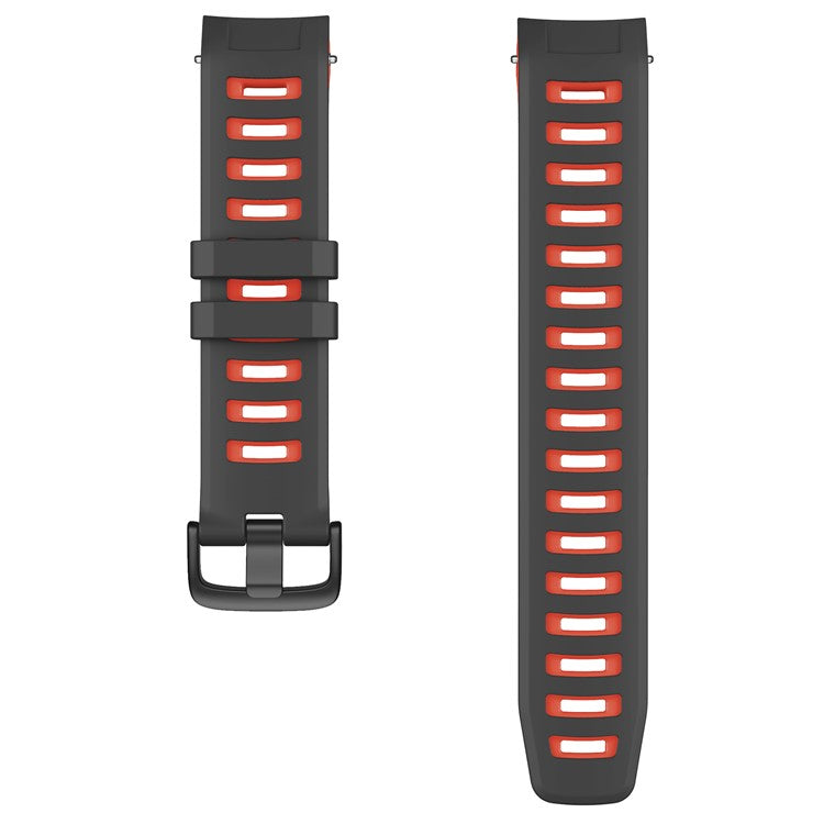 Bi-color Soft Silicone Watchband Replacement Bracelet Strap for Garmin Instinct / Instinct Esports - Black / Red
