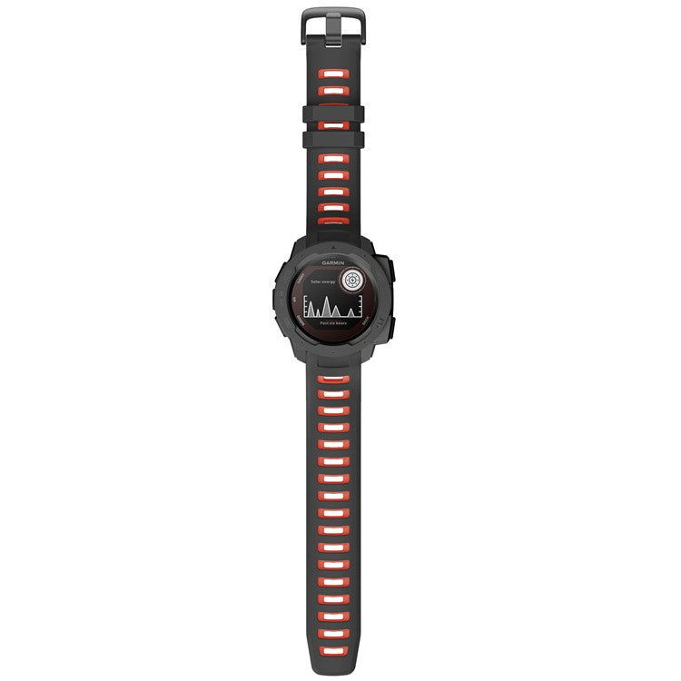 Bi-color Soft Silicone Watchband Replacement Bracelet Strap for Garmin Instinct / Instinct Esports - Black / Red