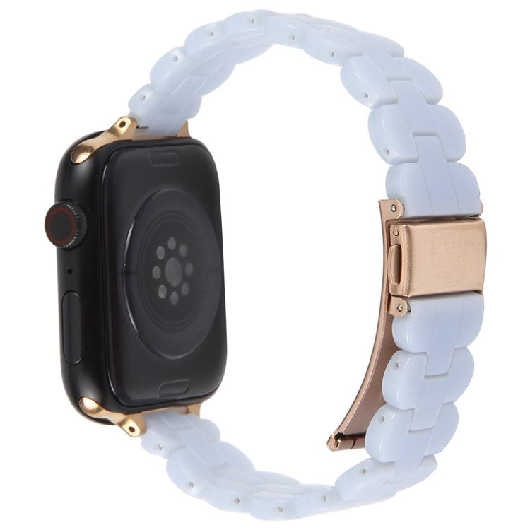 12mm Resin Watch Strap for Apple Watch Series 10 9 8 7 SE 6 5 4 3 2 1 42mm 41mm 40mm 38mm Replacement Slim Wrist Band - Mermaid Blue