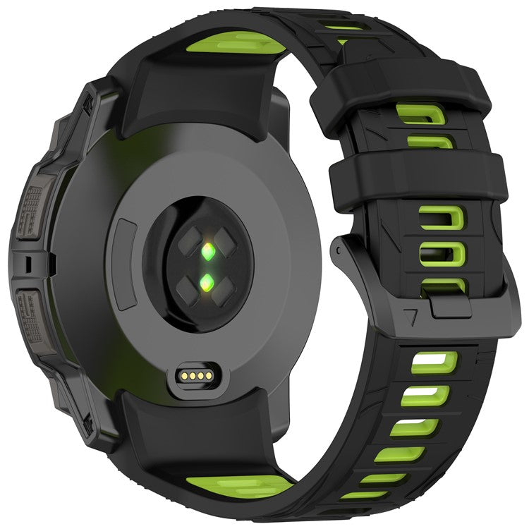 For Garmin Instinct 3 Solar 50mm  /  AMOLED 50mm Watch Band 26mm Dual Color Silicone Replacement Strap - Black  /  Green