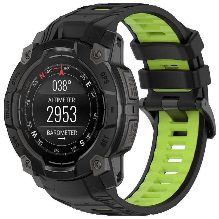 For Garmin Instinct 3 Solar 50mm  /  AMOLED 50mm Watch Band 26mm Dual Color Silicone Replacement Strap - Black  /  Green