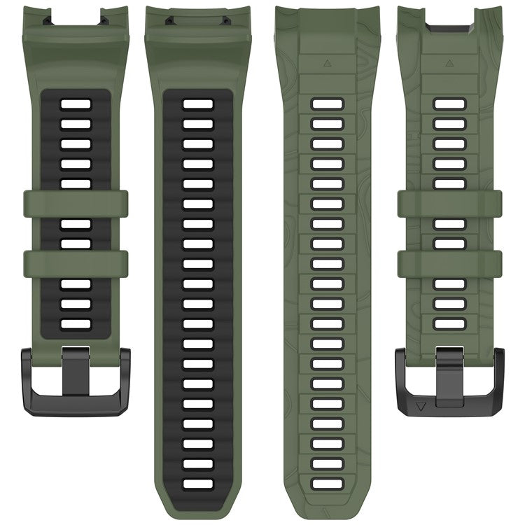 For Garmin Instinct 3 Solar 50mm  /  AMOLED 50mm Watch Band 26mm Dual Color Silicone Replacement Strap - Black  /  Green
