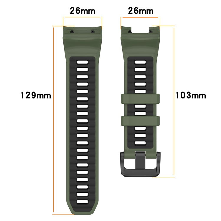 For Garmin Instinct 3 Solar 50mm  /  AMOLED 50mm Watch Band 26mm Dual Color Silicone Replacement Strap - Black  /  Green