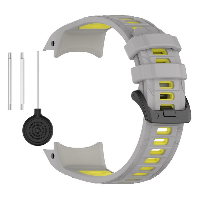 For Garmin Instinct 3 Solar 50mm  /  AMOLED 50mm Watch Band 26mm Dual Color Silicone Replacement Strap - Grey  /  Yellow