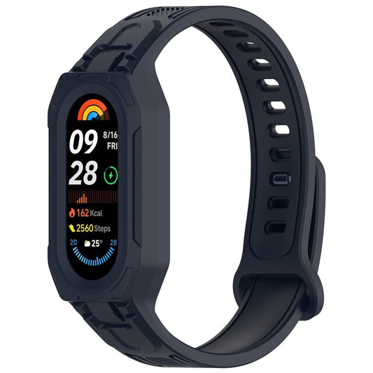 Silicone Strap with Integrated Watch Case For Xiaomi Mi Band 9 Ceramic Edition  /  Smart Band 9 NFC  /  9  /  8 NFC  /  8  /  Mi Band 7 NFC  /  7 - Dark Blue