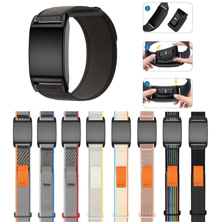 For WHOOP 4.0 Magic Tape Loop Band Stylish Nylon Wrist Strap with PC Protective Case - Blue+Grey