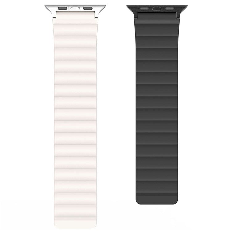 Dux Ducis SD Series Silicone Magnetic Watch Strap For Apple Watch Series 10 9 8 7 SE 6 5 4 3 2 1 42mm 41mm 40mm 38mm - Black  /  Starlight