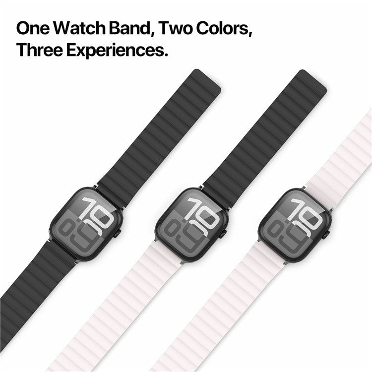 Dux Ducis SD Series Silicone Magnetic Watch Strap For Apple Watch Series 10 9 8 7 SE 6 5 4 3 2 1 42mm 41mm 40mm 38mm - Black  /  Starlight