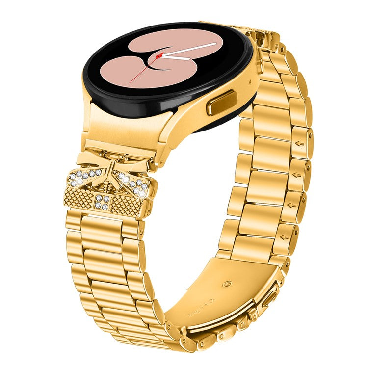 Metal Strap with Connector for Samsung Galaxy Watch6 40mm / 44mm / Watch6 Classic 43mm / 47mm Butterfly Rhinestones Decor Watch Band - Gold