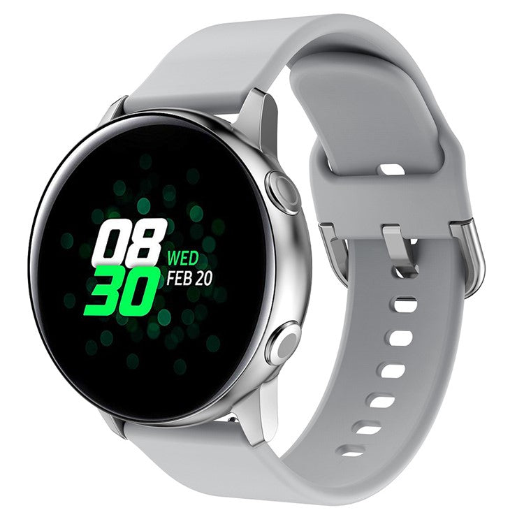 20MM Silicone Solid Color Watch Strap for Samsung Galaxy Watch4 Classic 46mm 42mm/Watch4 44mm 40mm/Polar Ignite, etc. - Grey